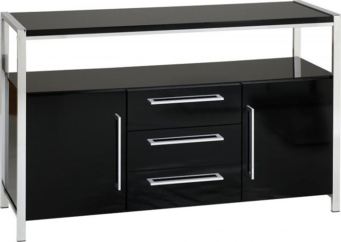 Charisma 2 Door 3 Drawer Sideboard in Black Gloss - Click Image to Close